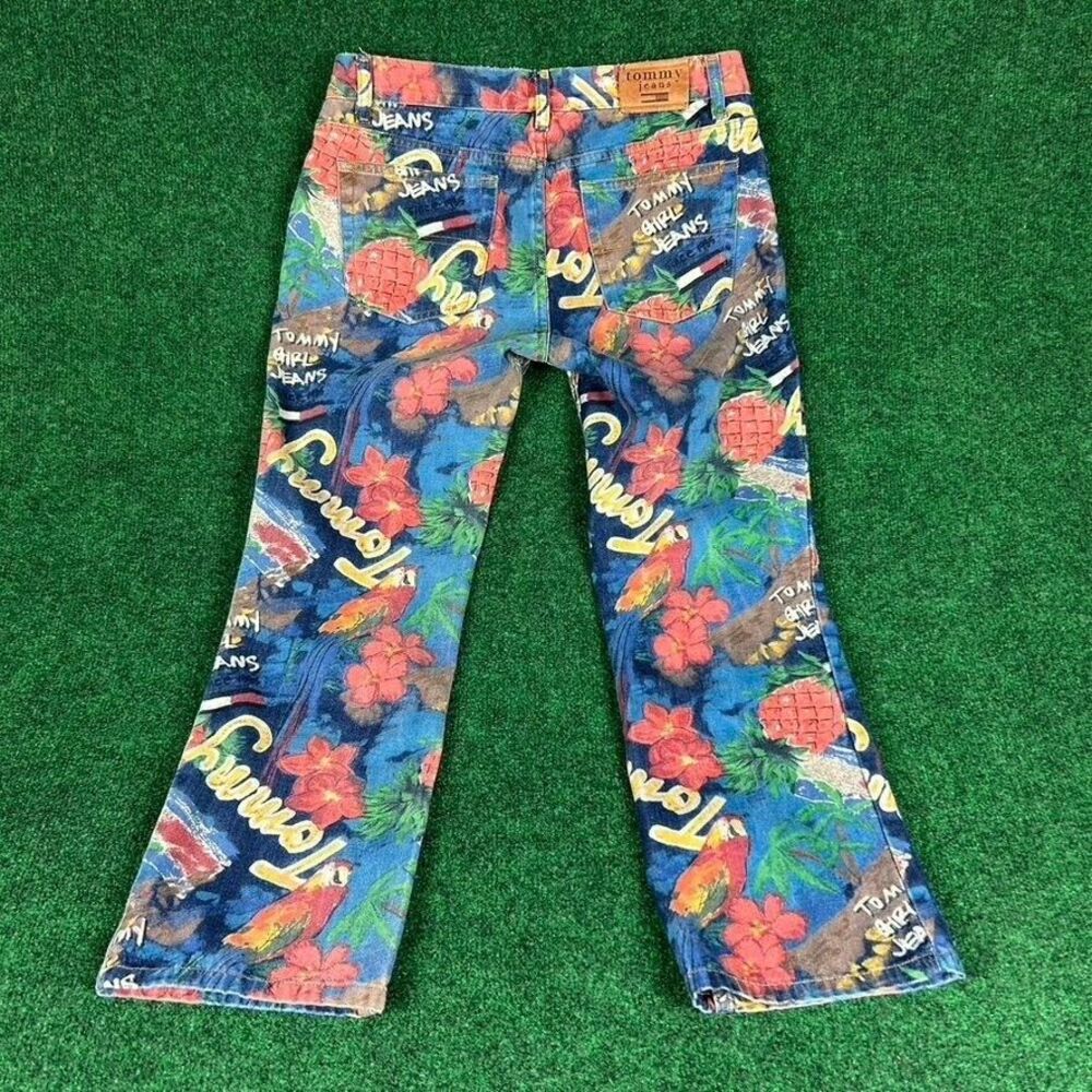 Tommy Hilfiger Womens 7 Tropical All over Print Jeans‎ Denim Floral Parrot - Picture 3 of 7